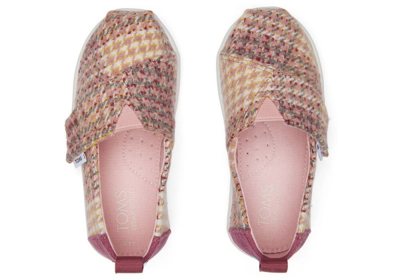 Espadryle Dziecięce Toms Plaid Tweed Toddler Shoe Różowe | 8576FKQMJ