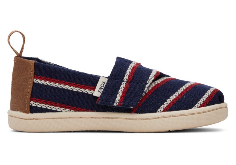 Espadryle Dziecięce Toms Stripes Toddler Shoe Granatowe | 3598UDEYH