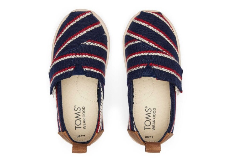 Espadryle Dziecięce Toms Stripes Toddler Shoe Granatowe | 3598UDEYH