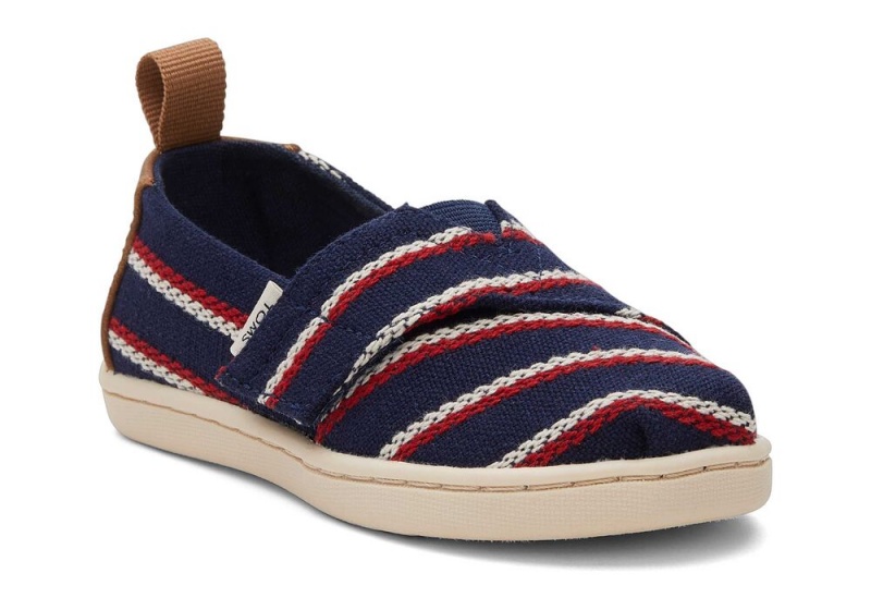 Espadryle Dziecięce Toms Stripes Toddler Shoe Granatowe | 3598UDEYH