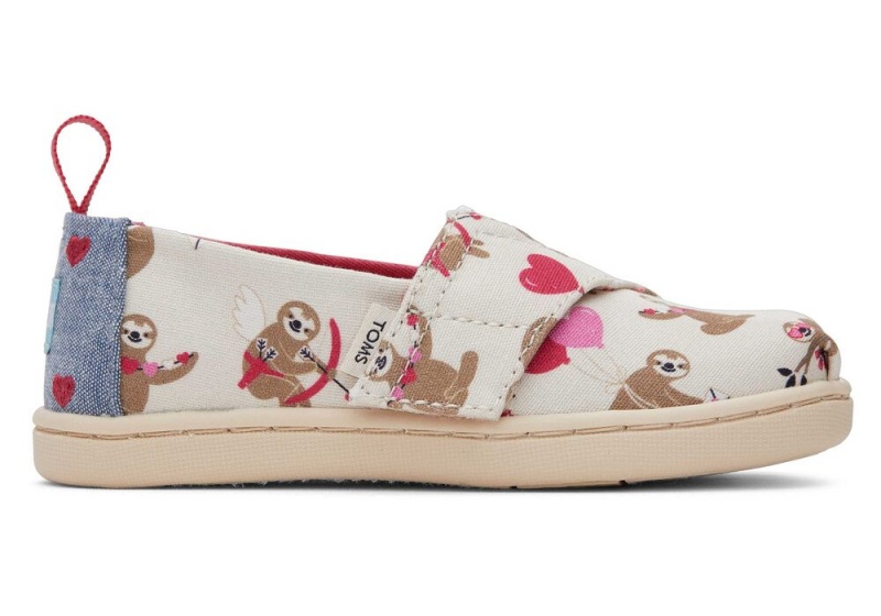 Espadryle Dziecięce Toms Valentines Day Sloths Toddler Shoe Beżowe | 9243YSKUR