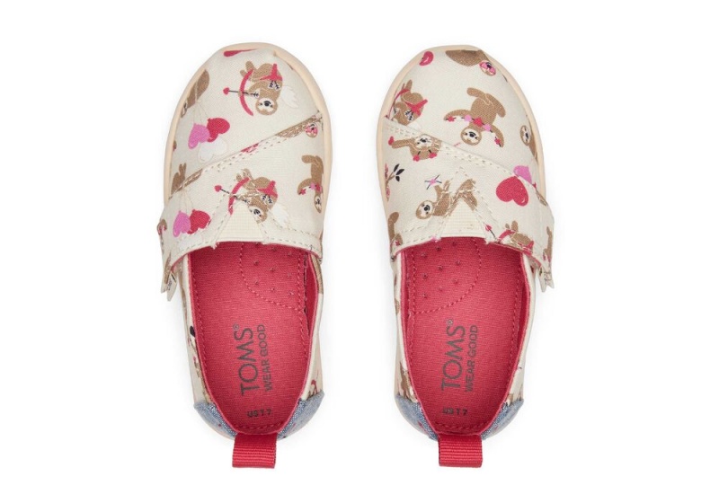 Espadryle Dziecięce Toms Valentines Day Sloths Toddler Shoe Beżowe | 9243YSKUR