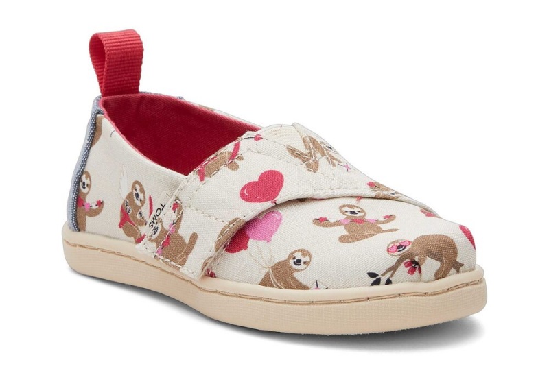 Espadryle Dziecięce Toms Valentines Day Sloths Toddler Shoe Beżowe | 9243YSKUR