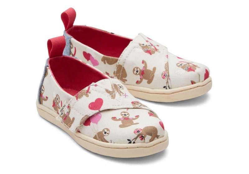 Espadryle Dziecięce Toms Valentines Day Sloths Toddler Shoe Beżowe | 9243YSKUR