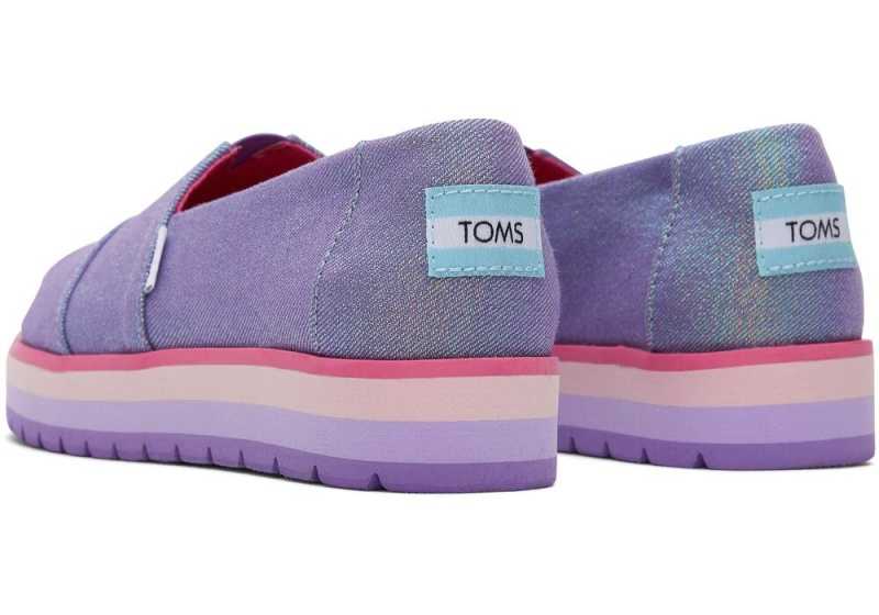 Espadryle Dziecięce Toms Youth Alp Platformie Glimmer Kids Shoe Fioletowe | 1253OGSEF