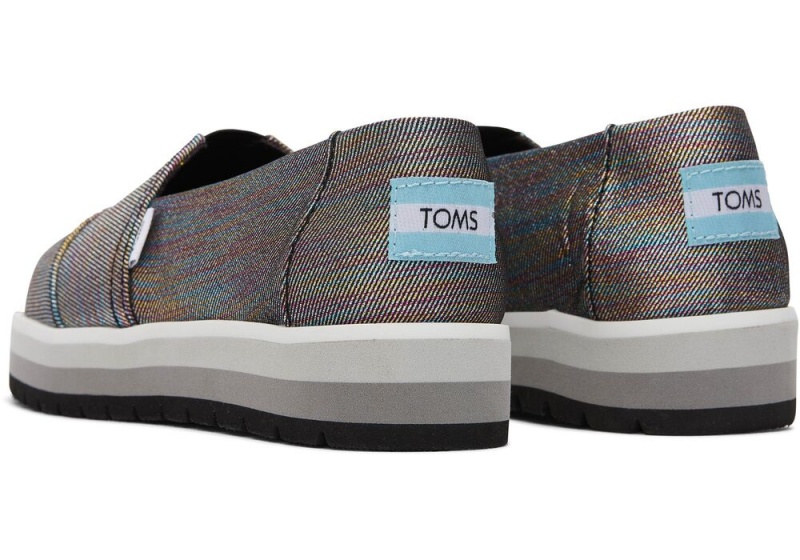 Espadryle Dziecięce Toms Youth Alp Platformie Glimmer Kids Shoe Czarne | 1590RPCUL