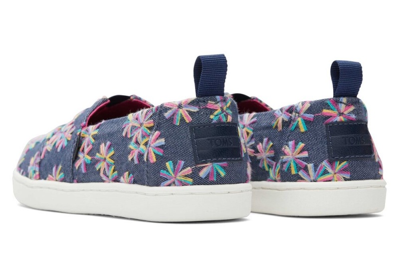 Espadryle Dziecięce Toms Youth Embroidered Floral Kids Shoe Granatowe | 7604FWONK