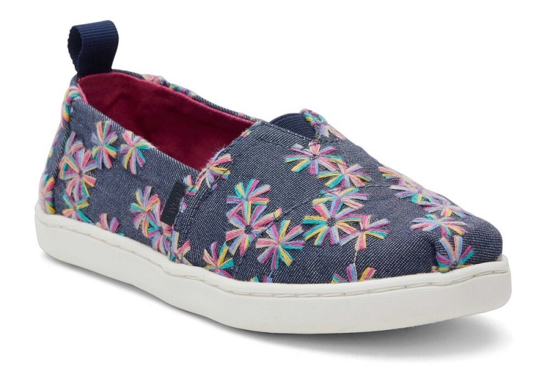 Espadryle Dziecięce Toms Youth Embroidered Floral Kids Shoe Granatowe | 7604FWONK