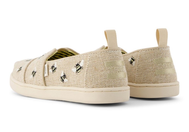 Espadryle Dziecięce Toms Youth Embroidered Bees Kids Shoe Beżowe | 3084VABFG