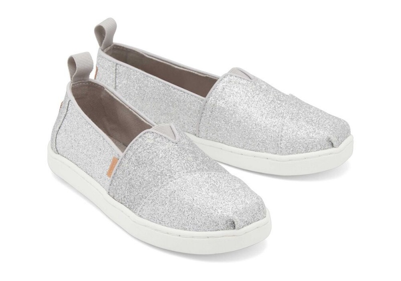 Espadryle Dziecięce Toms Youth Glimmer Kids Shoe Srebrne | 1428IHTBK