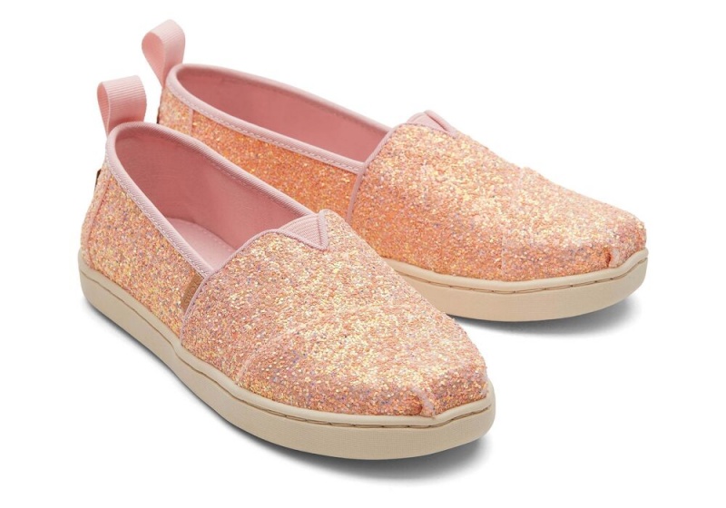 Espadryle Dziecięce Toms Youth Glitter Kids Shoe Różowe | 4815RPYVF