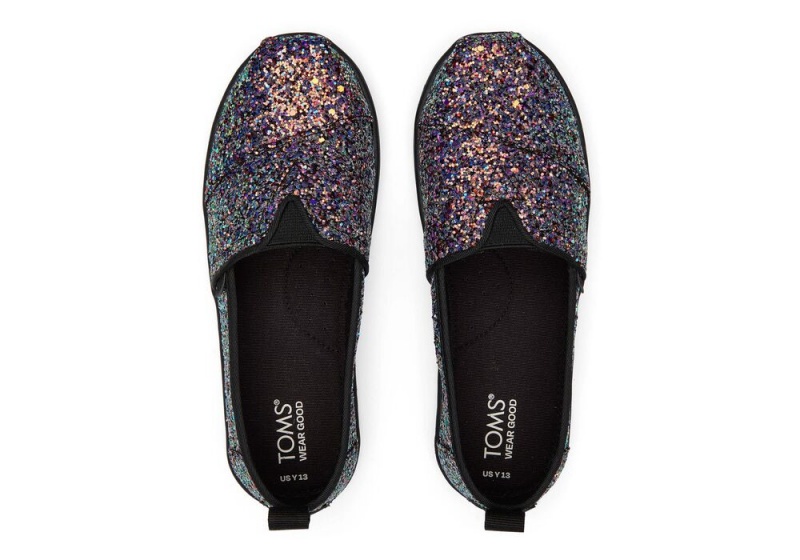 Espadryle Dziecięce Toms Youth Glitter Kids Shoe Czarne | 1053SZWAP