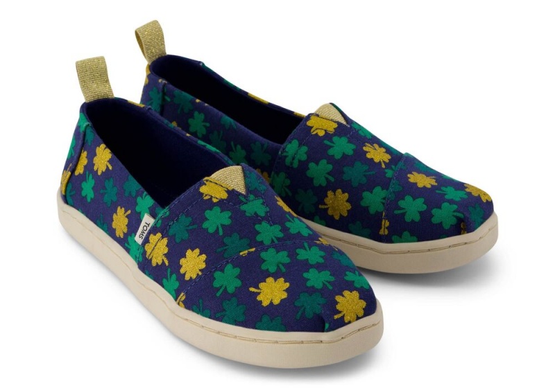 Espadryle Dziecięce Toms Youth Lucky Shimmer Clovers Kids Shoe Kwiaty | 2386UMKXR