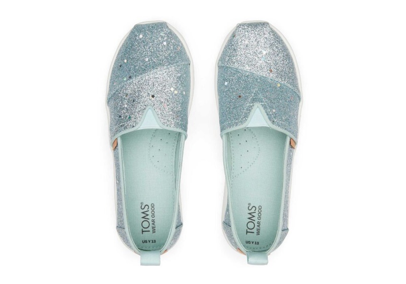 Espadryle Dziecięce Toms Youth Mint Cosmic Glitter Kids Shoe Mięta | 5647FLJNU