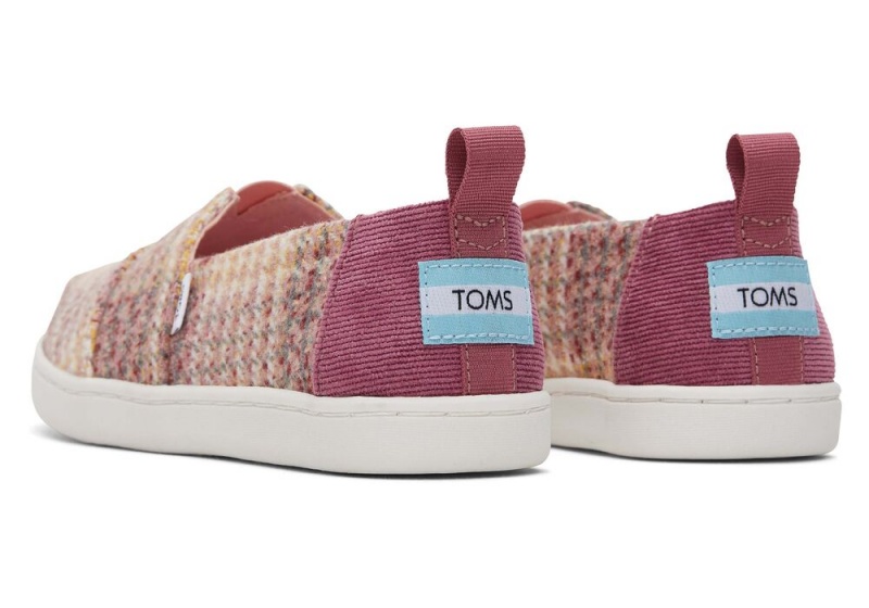 Espadryle Dziecięce Toms Youth Plaid Tweed Kids Shoe Różowe | 4571XADYS