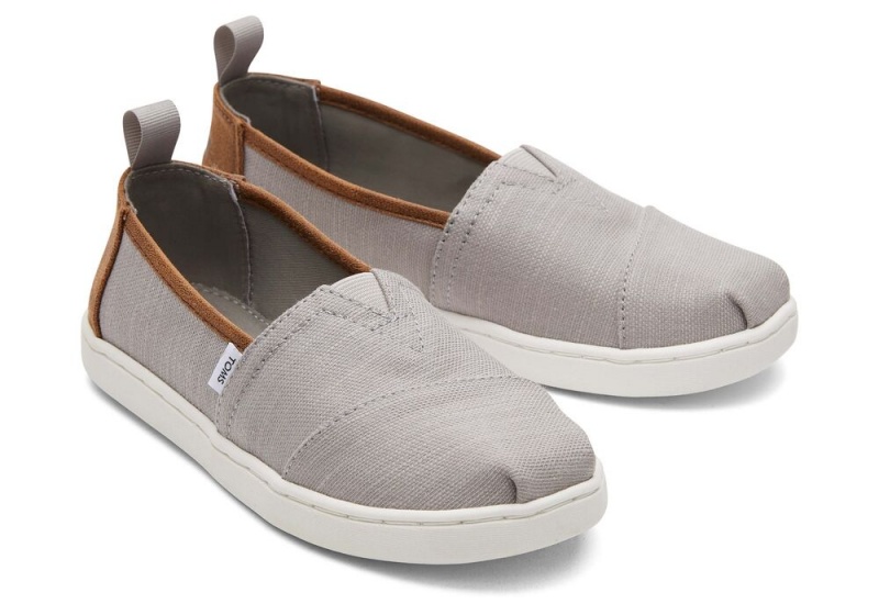 Espadryle Dziecięce Toms Youth Recycled Bawełniane Kids Shoe Jasny Szare Ciemny Brązowe | 3618OEPLG