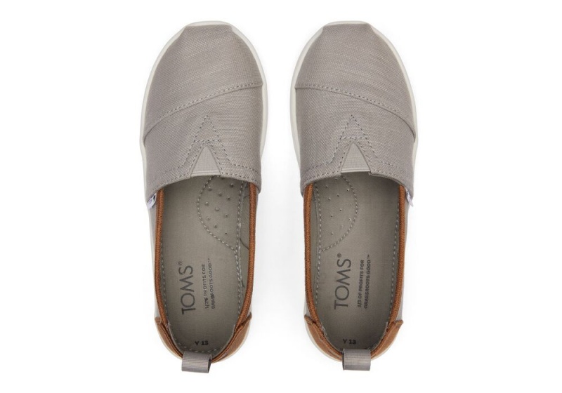 Espadryle Dziecięce Toms Youth Recycled Bawełniane Kids Shoe Jasny Szare Ciemny Brązowe | 3618OEPLG