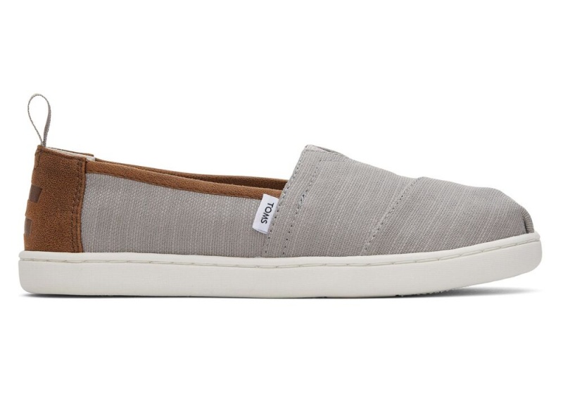 Espadryle Dziecięce Toms Youth Recycled Bawełniane Kids Shoe Jasny Szare Ciemny Brązowe | 3618OEPLG