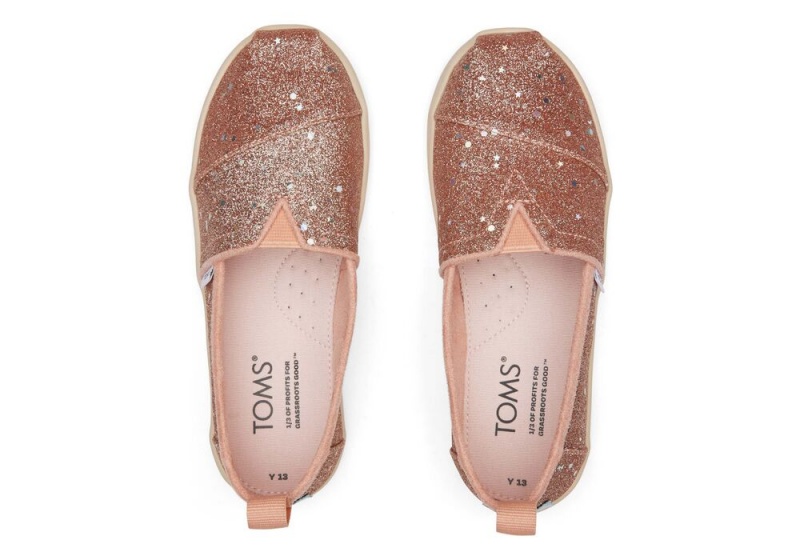 Espadryle Dziecięce Toms Youth Rose Cosmic Glitter Kids Shoe Różowe Złote | 5710GNRHW