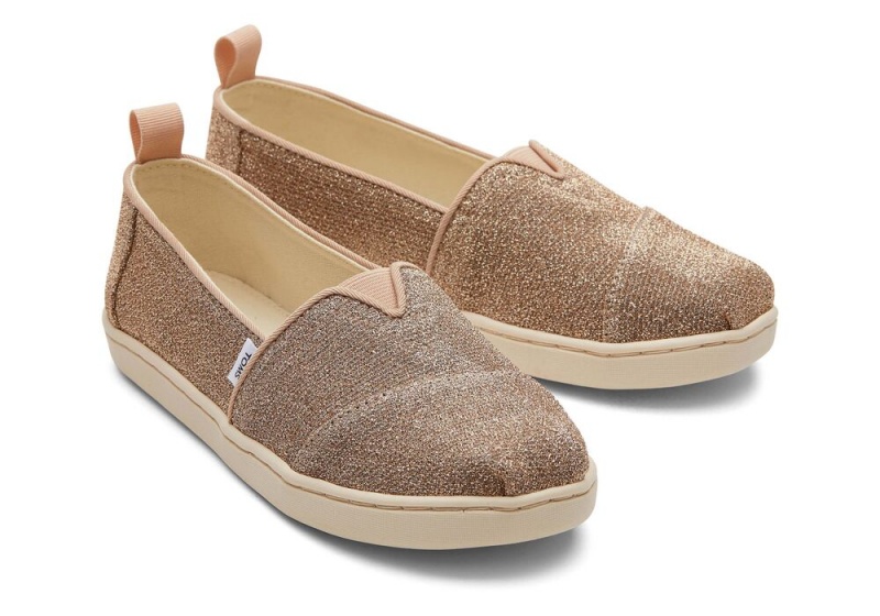 Espadryle Dziecięce Toms Youth Sparkle Knit Kids Shoe Złote | 1349SIAEK