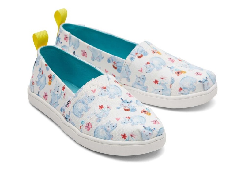 Espadryle Dziecięce Toms Youth Summer Hippos Białe | 1759JWRGY