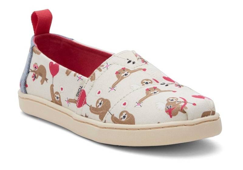 Espadryle Dziecięce Toms Youth Valentines Day Sloths Kids Shoe Beżowe | 1375SOAUG