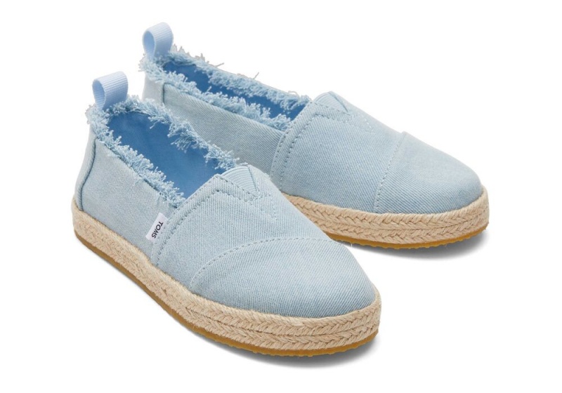 Espadryle Dziecięce Toms Youth Washed Denim Kids Shoe Niebieskie | 1376PUTQC