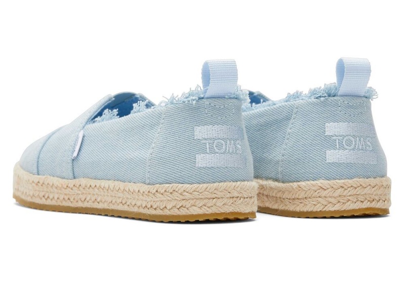 Espadryle Dziecięce Toms Youth Washed Denim Kids Shoe Niebieskie | 1376PUTQC