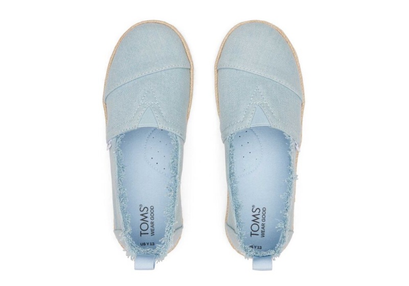 Espadryle Dziecięce Toms Youth Washed Denim Kids Shoe Niebieskie | 1376PUTQC