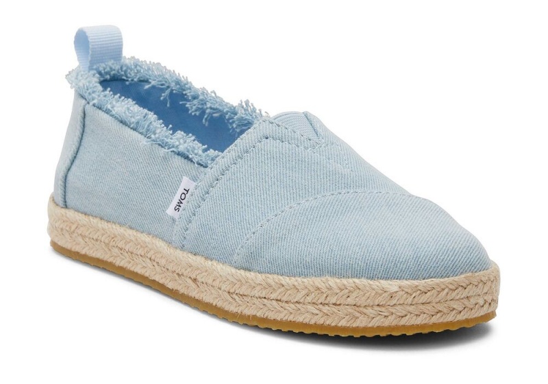 Espadryle Dziecięce Toms Youth Washed Denim Kids Shoe Niebieskie | 1376PUTQC