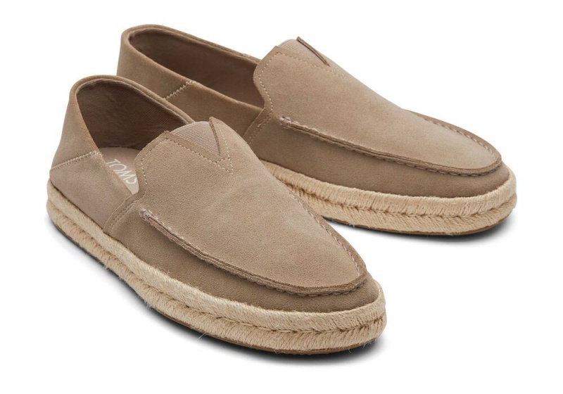 Espadryle Męskie Toms Alonso Taupe Zamszowe Rope Loafer Jasny Szare | 3517VARQS