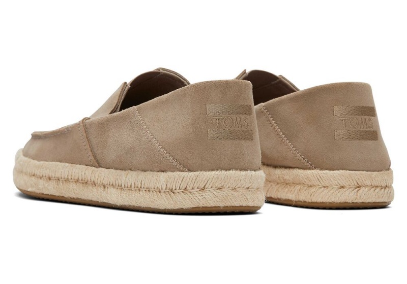 Espadryle Męskie Toms Alonso Taupe Zamszowe Rope Loafer Jasny Szare | 3517VARQS