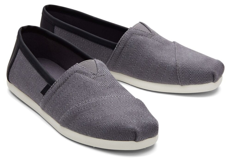 Espadryle Męskie Toms Herringbone Syntetyczna Trim Szare | 8264BYZSP