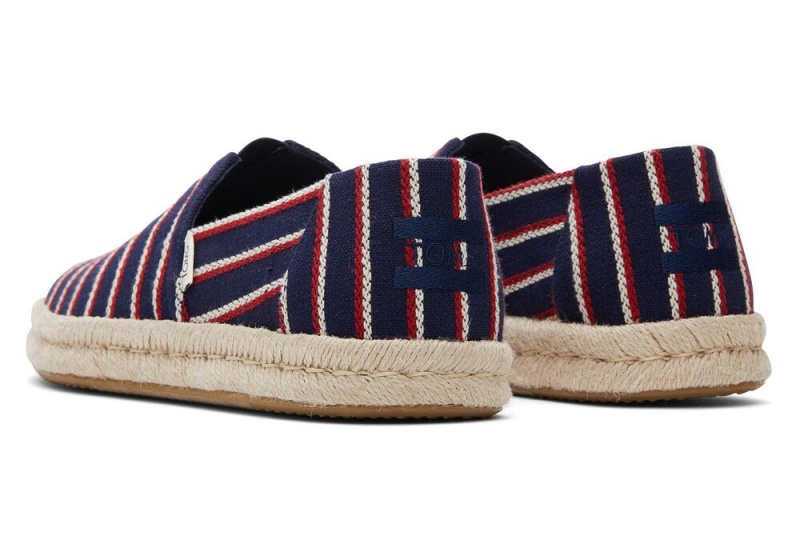 Espadryle Męskie Toms Woven Stripes Rope 2.0 Granatowe | 9712XNUDQ