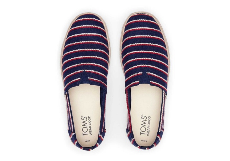 Espadryle Męskie Toms Woven Stripes Rope 2.0 Granatowe | 9712XNUDQ