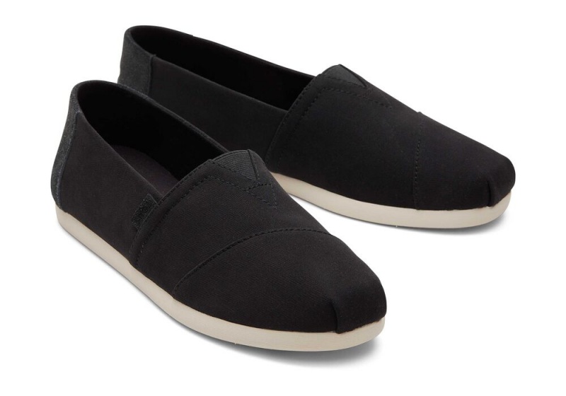 Espadryle Męskie Toms Zamszowe Brushed Twill Czarne | 0985TKIZS