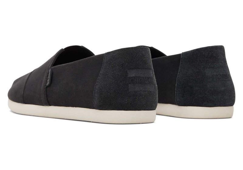 Espadryle Męskie Toms Zamszowe Brushed Twill Czarne | 0985TKIZS