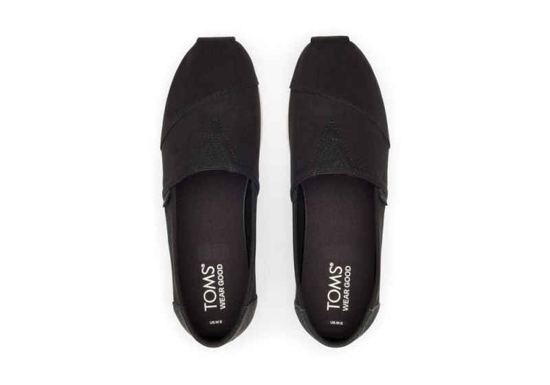 Espadryle Męskie Toms Zamszowe Brushed Twill Czarne | 0985TKIZS