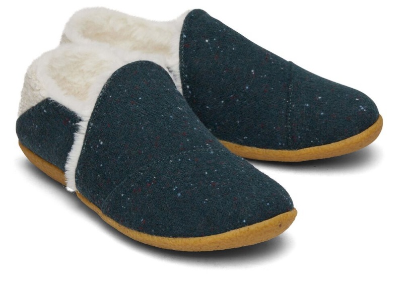 Kapcie Damskie Toms India Faux Fur Zielone | 2143DWHVZ