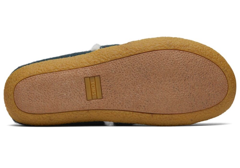 Kapcie Damskie Toms India Faux Fur Zielone | 2143DWHVZ