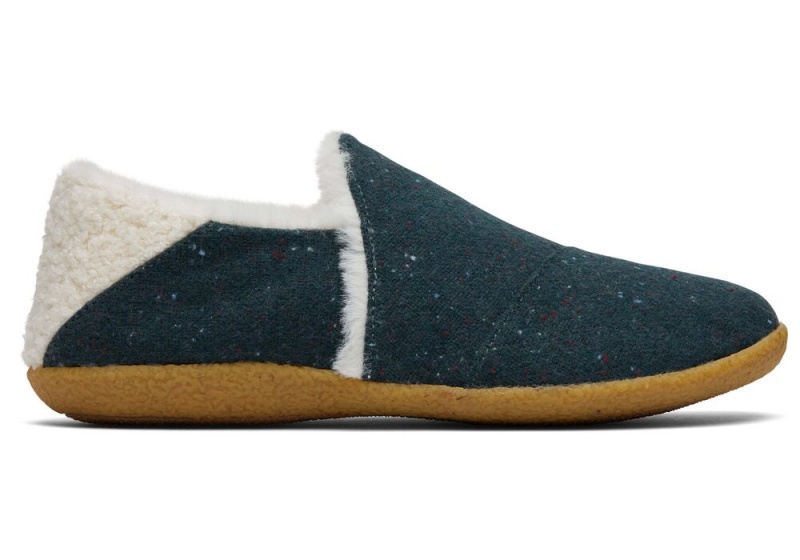 Kapcie Damskie Toms India Faux Fur Zielone | 2143DWHVZ