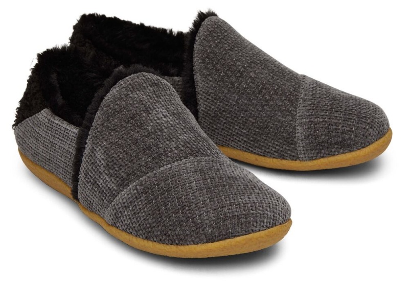 Kapcie Damskie Toms India Forged Iron Faux Fur Szare | 4710YJGPI