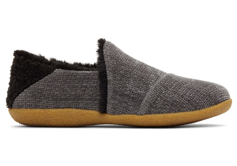 Kapcie Damskie Toms India Forged Iron Faux Fur Szare | 4710YJGPI