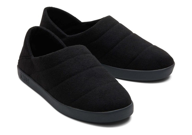 Kapcie Męskie Toms Ezra Faux Fleece Convertible Czarne | 9016NIMQS