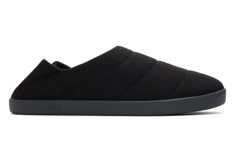 Kapcie Męskie Toms Ezra Faux Fleece Convertible Czarne | 9016NIMQS