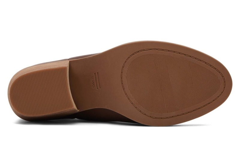 Kozaki Damskie Toms Everly Chestnut Skórzane Cutout Obcasie Brązowe | 6548JBFKI