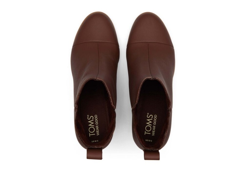 Kozaki Damskie Toms Everly Chestnut Skórzane Cutout Obcasie Brązowe | 6548JBFKI