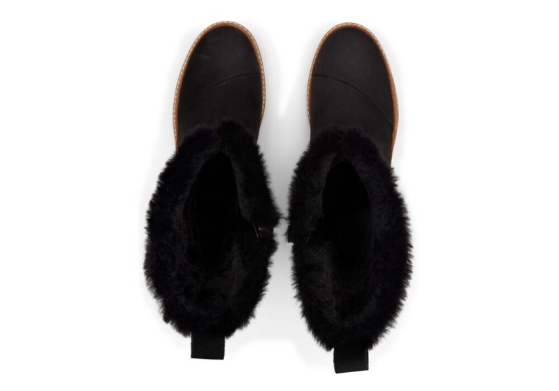 Kozaki Damskie Toms Makenna Wody Resistant Faux Fur Czarne | 8706GCBXK