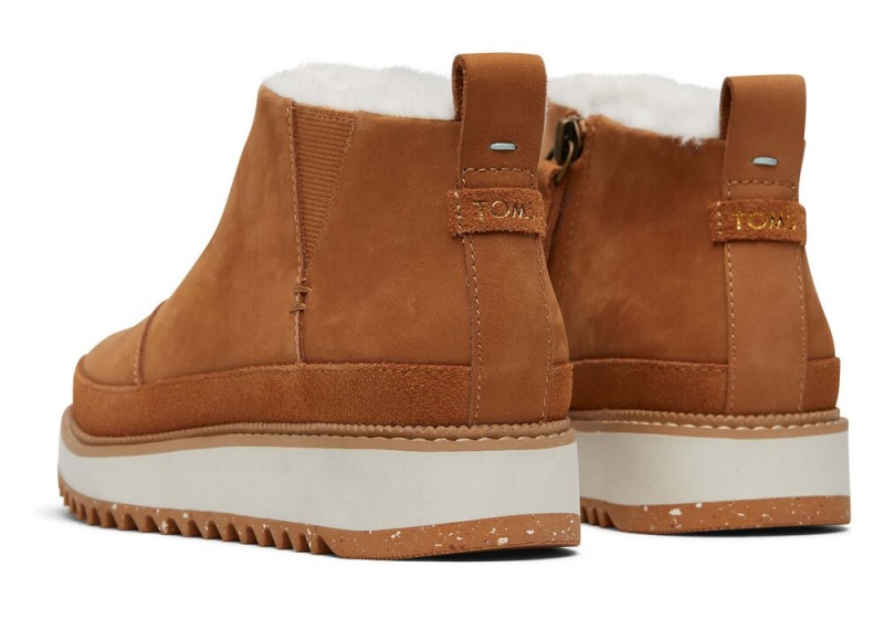 Kozaki Damskie Toms Marlo Tan Wody Resistant Faux Fur Brązowe | 1564SYUDC