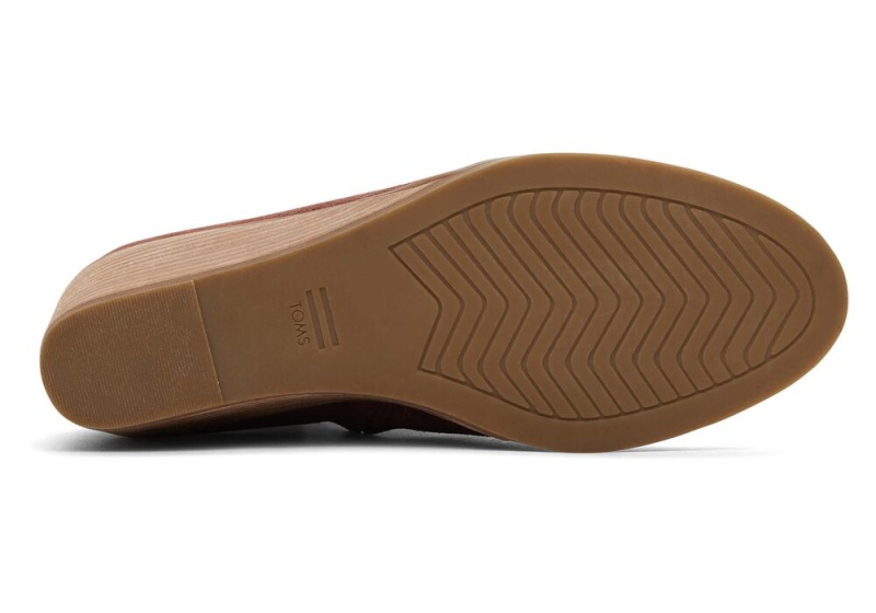 Kozaki Damskie Toms Sutton Chestnut Zamszowe Koturny Brązowe | 7039YZKQD